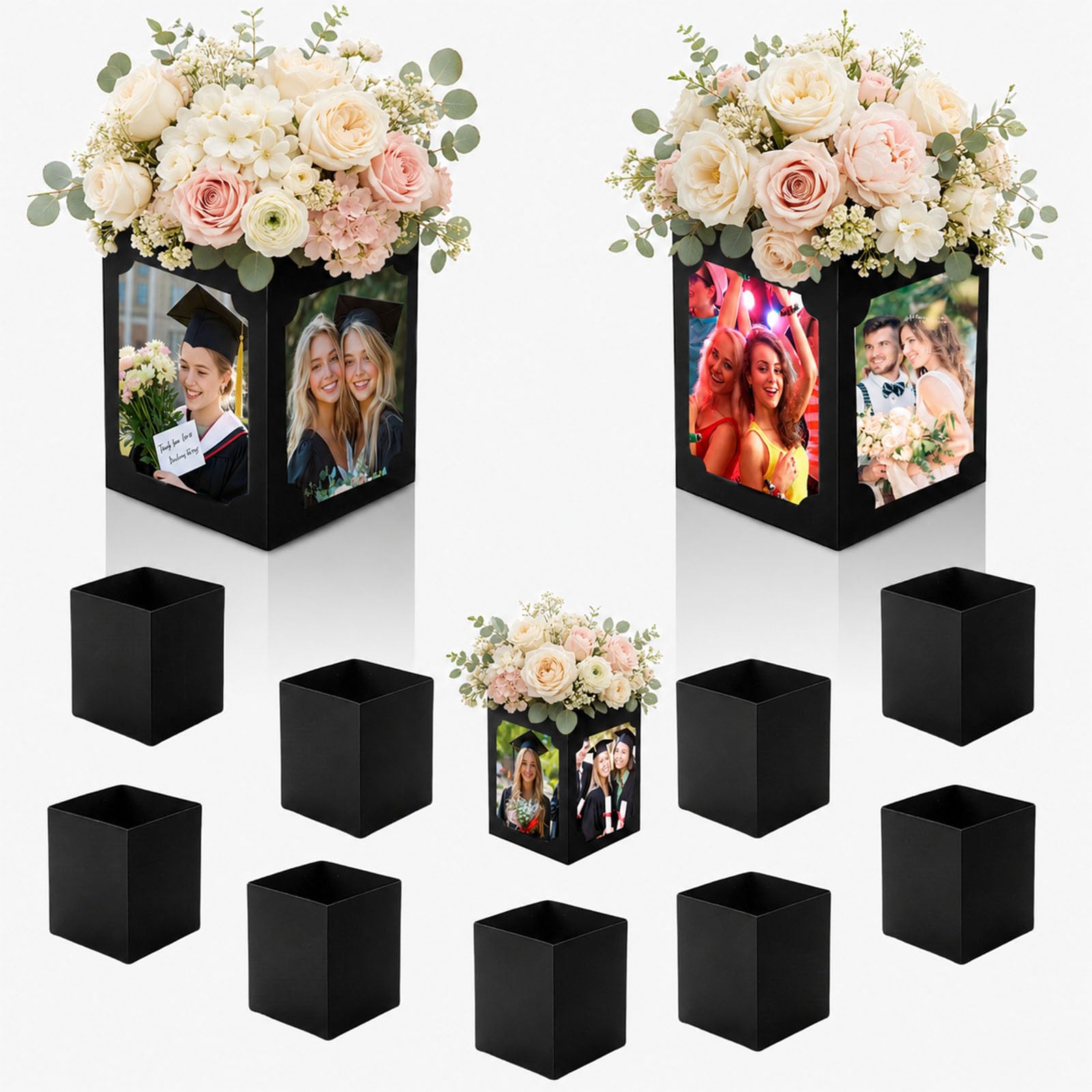 Photo 1 of 12pcs Photo Centerpieces for Tables, Picture Centerpieces for Table, 6/7 Inch Photo Display for Graduation, Wedding, Birthday, Party Table Decorations, Reusable Black Frames (Large)
