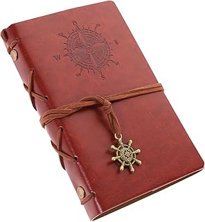 NUOBESTY Caderno Espiral A4 Diário A5 Livro De Recortes Em Branco Diário De Viagem Diário Registros De Viagem Vintage Caderno Diário Marrom Pingente Periódicos Revista Grade Horizontal