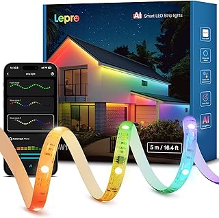 Lepro SW1 AI Smart Outdoor Lights 5M RGBW+IC, IP65 Waterproof LED Strip, Warm to Cool White, DIY Colour, Work with Alexa &…
