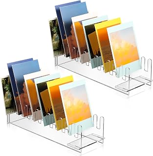 2 Pcs 12 Tier Christmas Greeting Card Display Rack Acrylic Portable Card Display Stand Postcard Coaster Sticker Holder for Vendors Retail Counter Desk Tabletop(Clear)