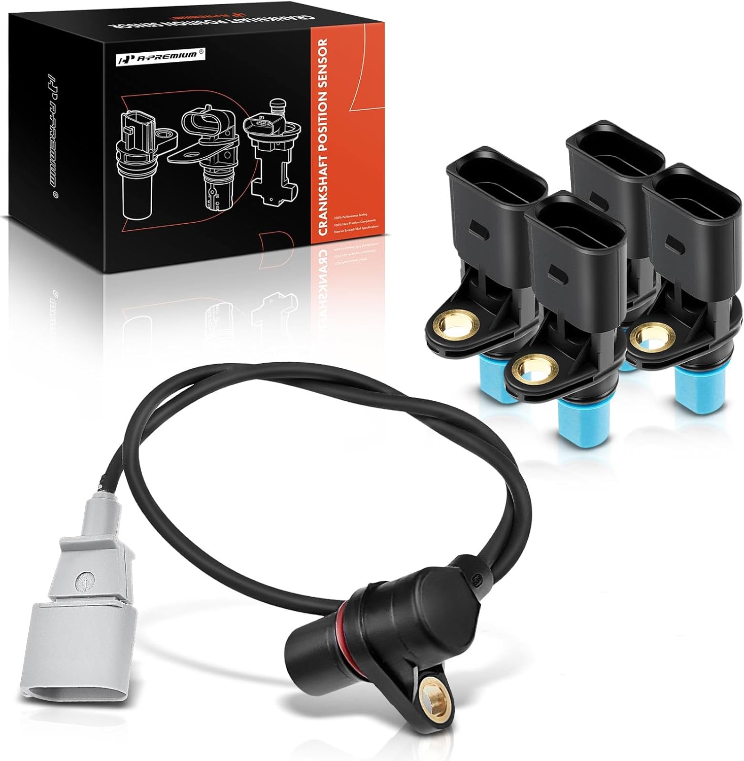 A-Premium 5-PC Engine Camshaft Crankshaft Position Sensor Compatible with Audi A4 Quattro 2002-2006, A6 Quattro 2002-2004, 3.0L, DOHC