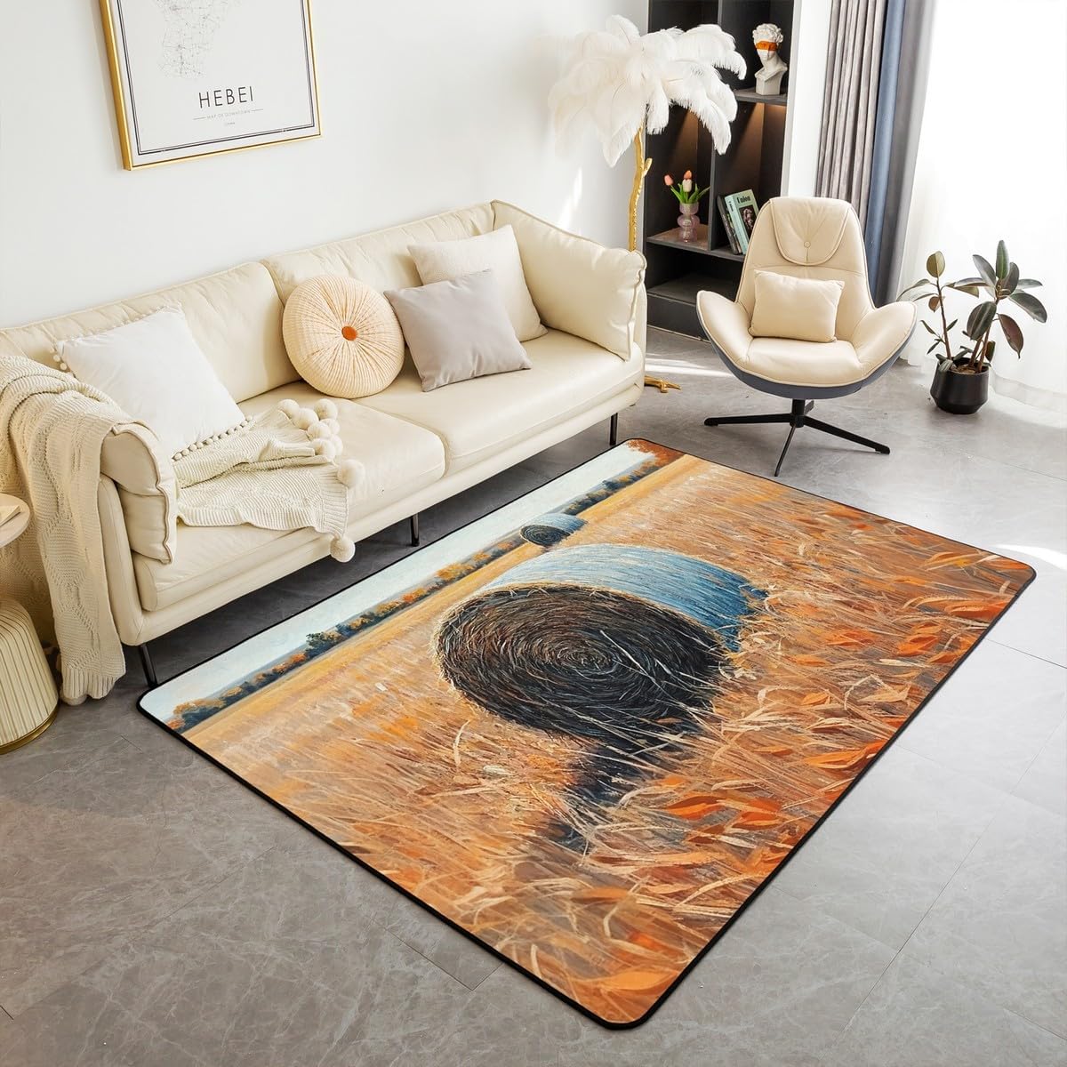 Erosebridal Vintage Train Carpet 4'11" x 3'3" Train Country Locomotive Area Rug for Kids Teens Adults Wooden Wagons Indoor Floor Mat Rail Road Smoke Decorative Washable Rug