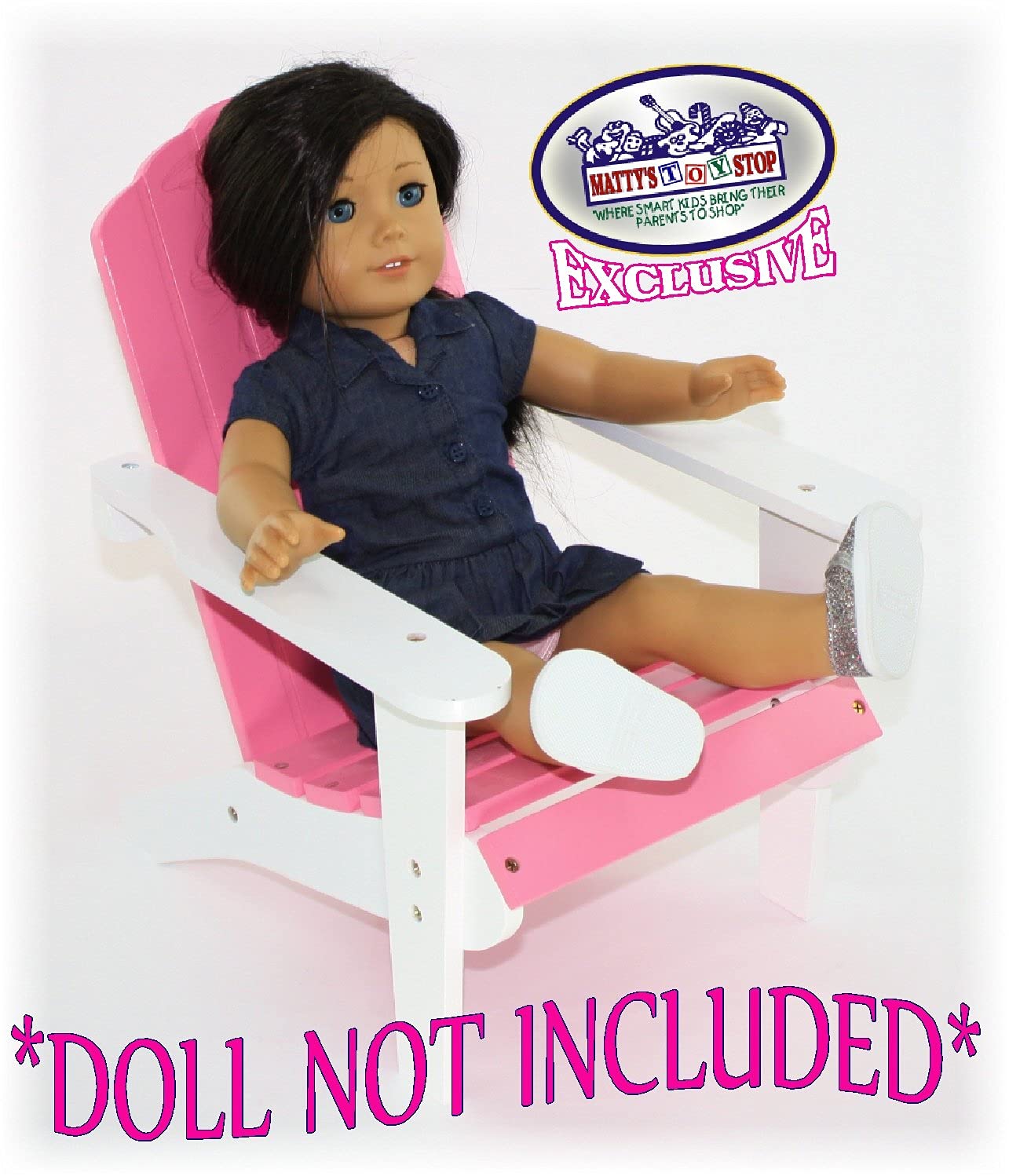 Mattys Toy Stop Pink White Wooden Doll Furniture Adirondack Deck