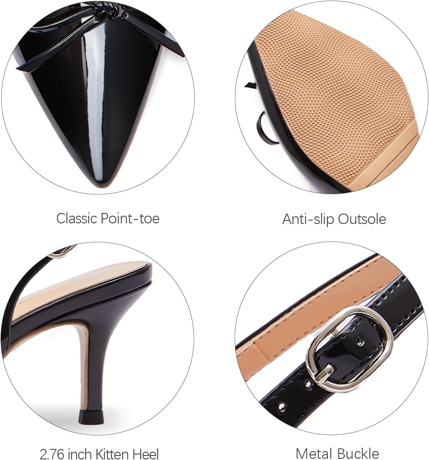 rsxses Kitten Heels for Women Pointed Toe Slingback Pumps with Bow Comfortable Low Heel Wedding Dress Shoes Closed Toe Heels - Image 5