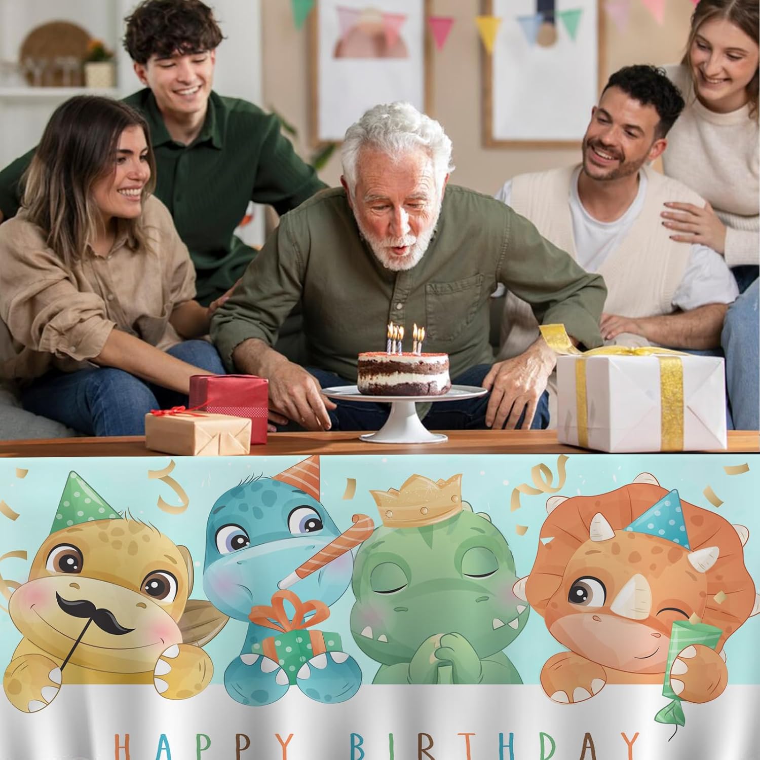 Dinosaur Table Skirt Cute Cartoon Dino Table Cover Decorations for Dinosaur Theme Birthday Party Baby Shower Decor Dinner Banquet Supplies Favors