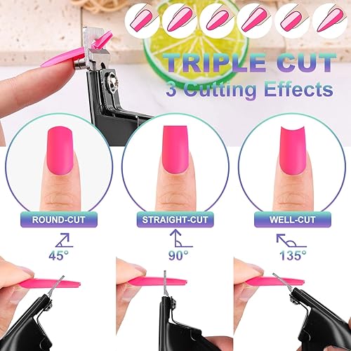 Miniatura 4 de Cortaúñas ajustables de alta calidad con imanes para uñas acrílicas, cortador de uñas de acero inoxidable para puntas falsas artificiales,