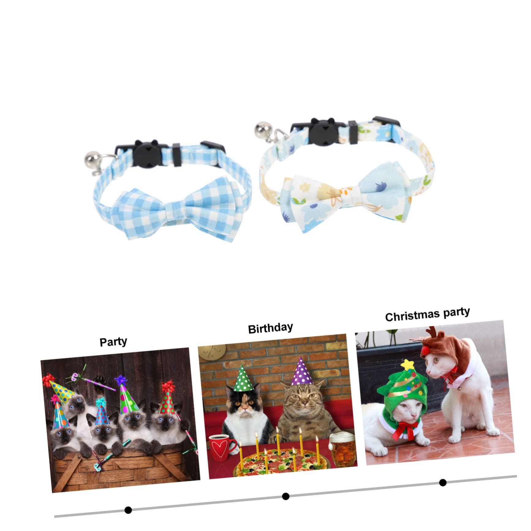 Sosoport 6pièces Colliers Extérieurs Résistants pour Chats Et Chiens De Colliers Décoratifs avec Nœud Et Clochette pour Kittens Et Animaux De Compagnie
