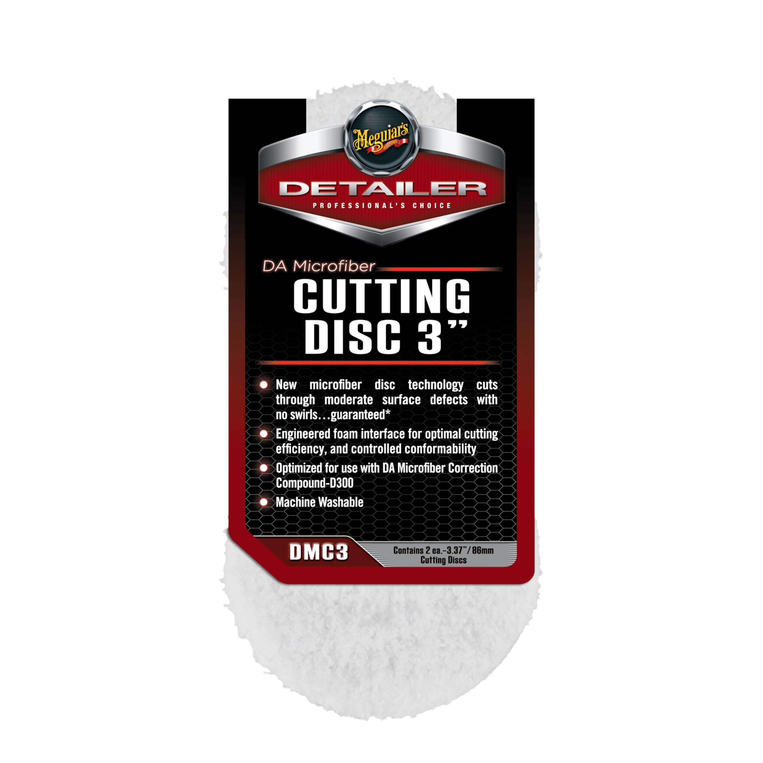 Meguiar's DMC3 DA 3" Microfiber Cutting Disc, 2 Pack