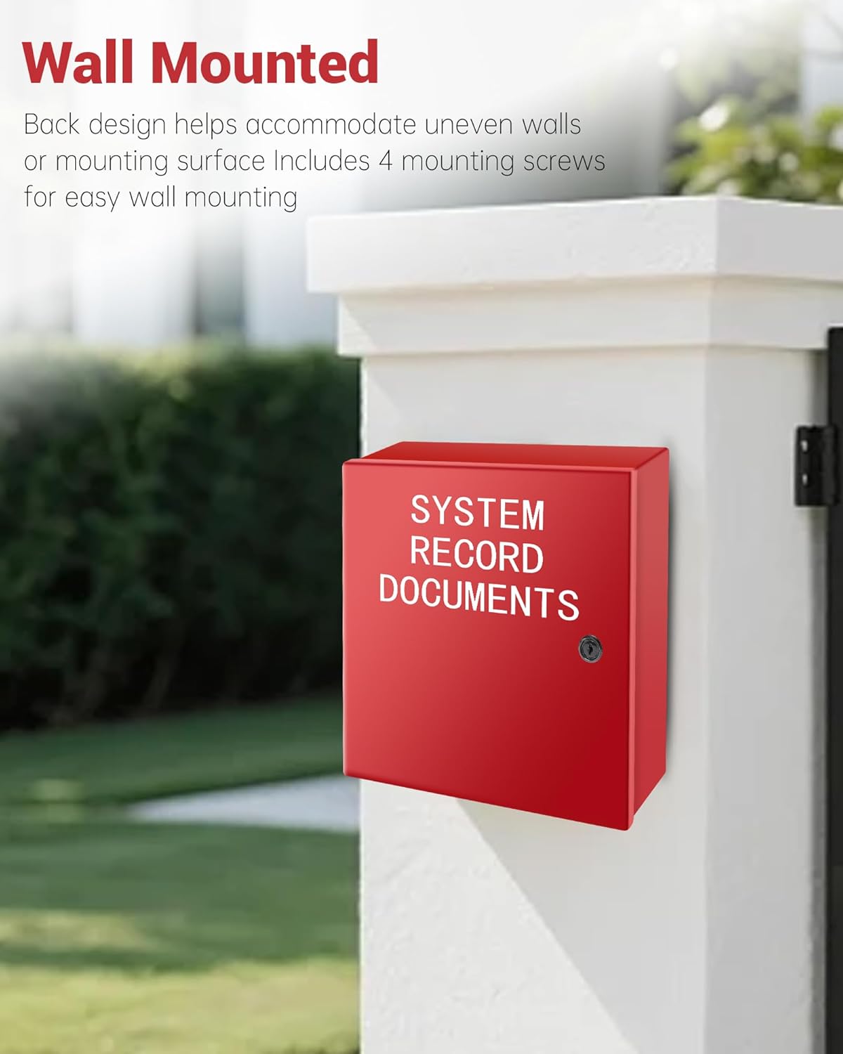 12 x 12 Inch System Record Documents Enclosure System File Cabinet Locking Document Storage for Office Home with Key and Mounting Screws, Red