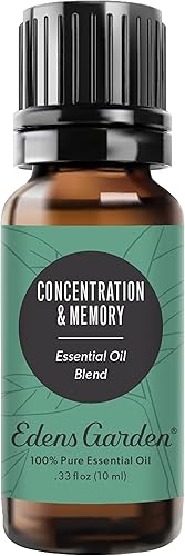 Edens Garden Mezcla de aceites esenciales para concentración y memoria - 100% puro grado premium, sin diluir, natural, terapéutico, para