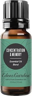 Edens Garden Concentration & Memory Essential Oil Blend- 100% Pure Premium Grade, Undiluted, Natural, Therapeutic, Aromatherapy, The Best for Diffusing, Kid Safe, Humidifiers, Skin 10 ml (.33 fl oz)