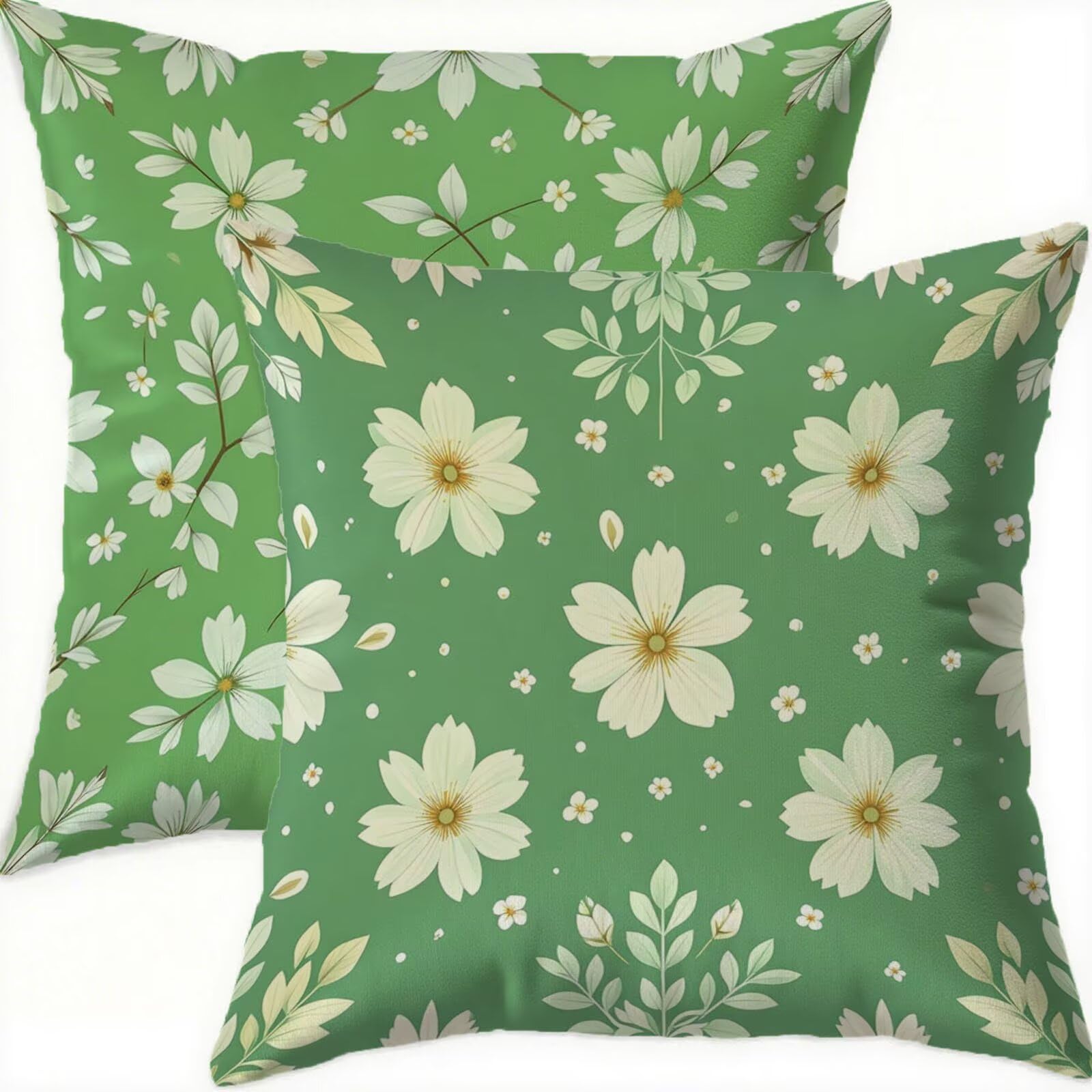 Housse coussin 65x65cm lot de 2 vert géométrique en velours imperméable