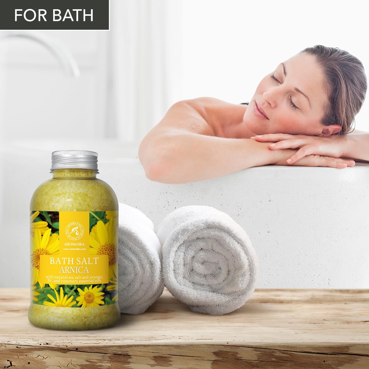 Arnica Bath Salts 21.16 Oz - 100% Natural Rosemary Orange and Fir Essential Oils - Sea Salt Arnica 600g - Best for Bath - Good Sleep - Relaxing - Body Care - Beauty - Image 3