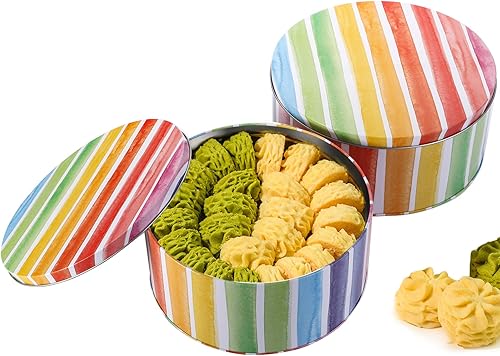 Miniatura 6 de Yopay Paquete de 3 latas de galletas, latas redondas de regalo para hornear pasteles para almacenar pasteles, suministros de manualidades, Pascua,