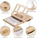 Paint Set, 49-Piece Watercolor Painting Kit with Wooden Tabletop Easel, Includes Watercolor Paints, Brushes, Palette, Canvas Panels and Painting Pads, for Beginners Professionals Hobbyists