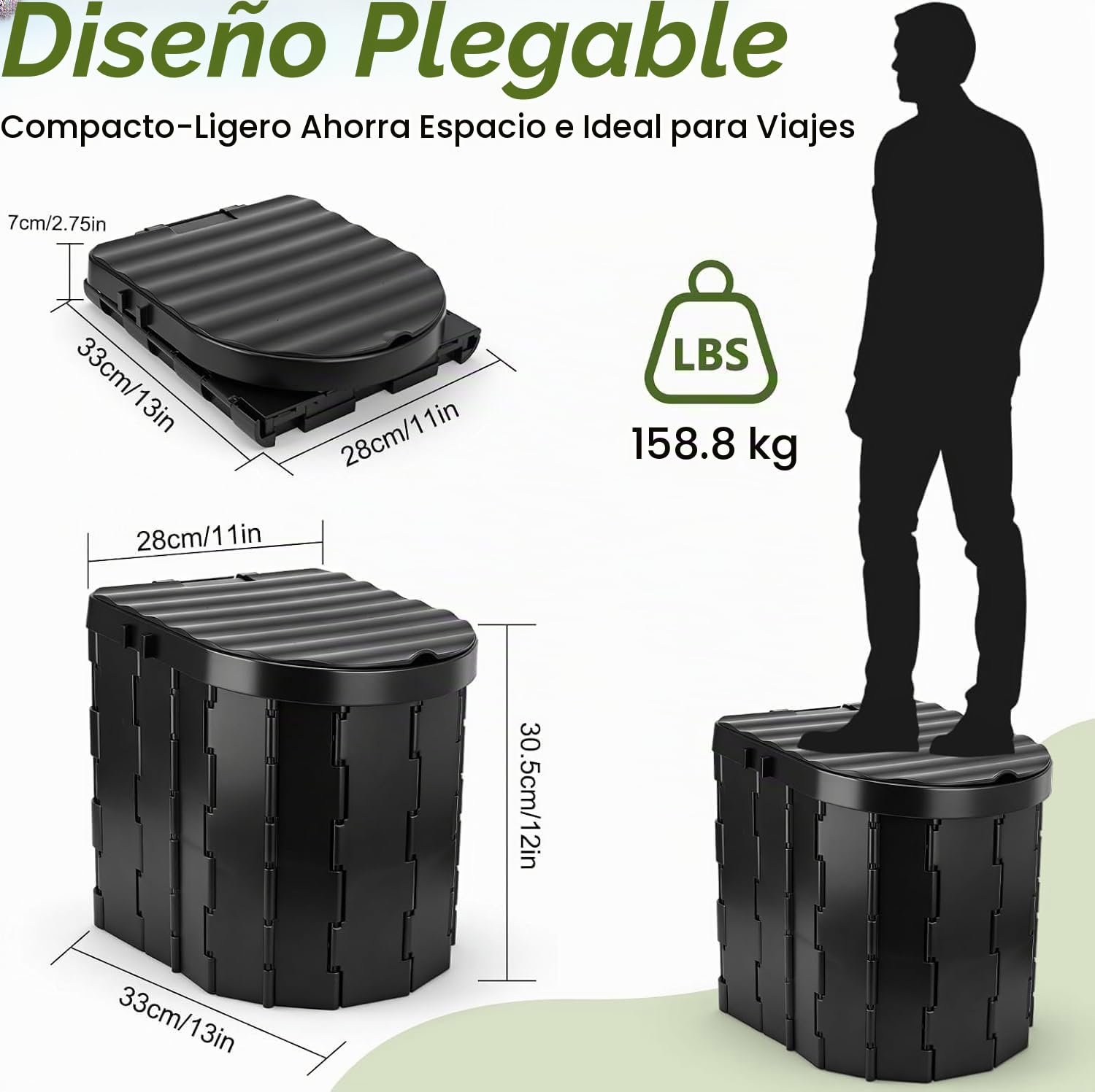 Asiento de inodoro plegable portátil para camping