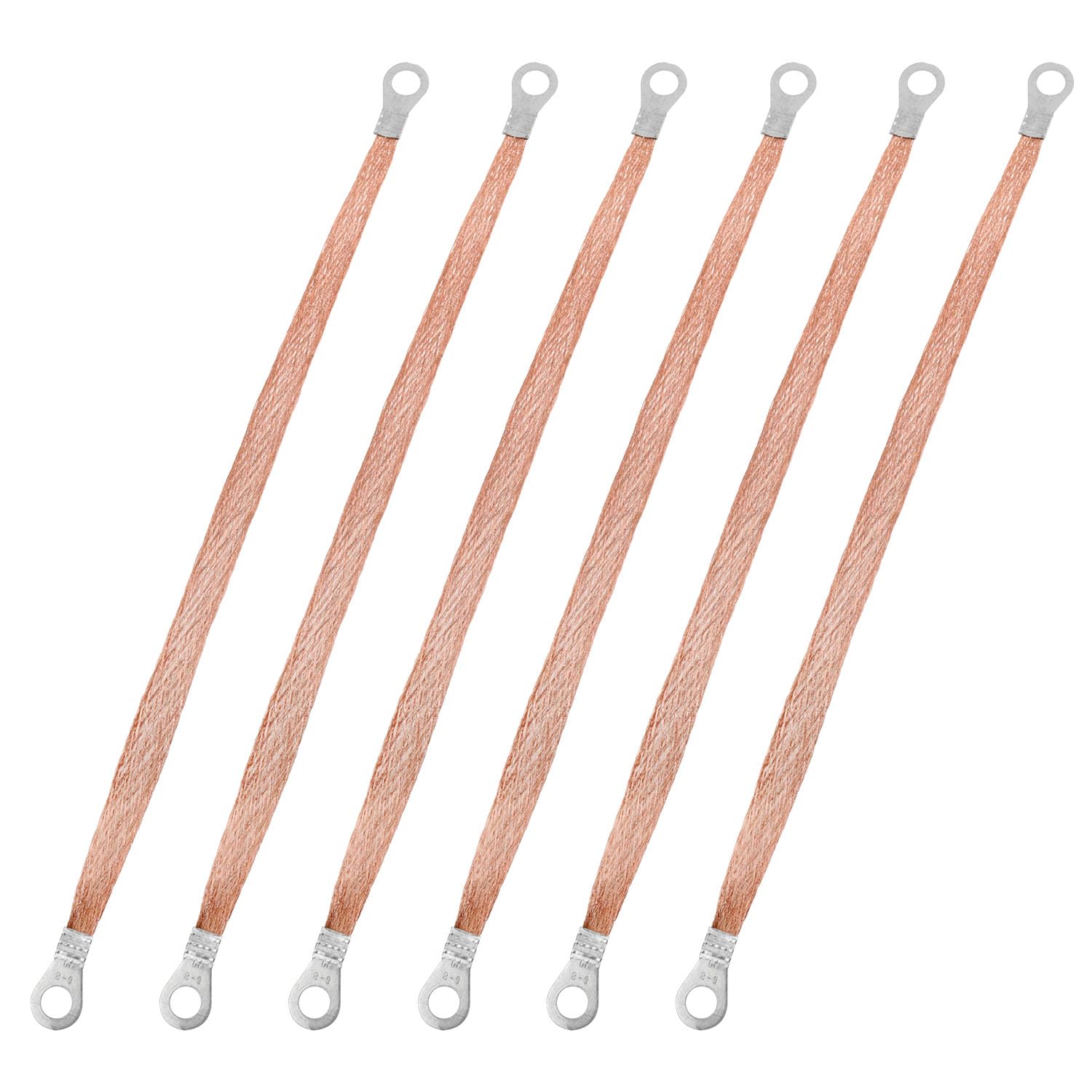 Xhziy Grounding Strap Copper Strap Flat Braided Copper Grounding Cable Straps with Terminal Plugs Auto Grounding Straps for High Voltage Equipment Ground Leads and Shielding 6PCS