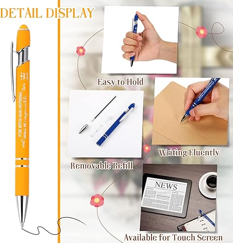 Miniatura 3 de Fuutreo V 50 bolígrafos cristianos de regalo a granel con versículos bíblicos inspiradores, pantalla táctil, escritura positiva, bolígrafos de metal