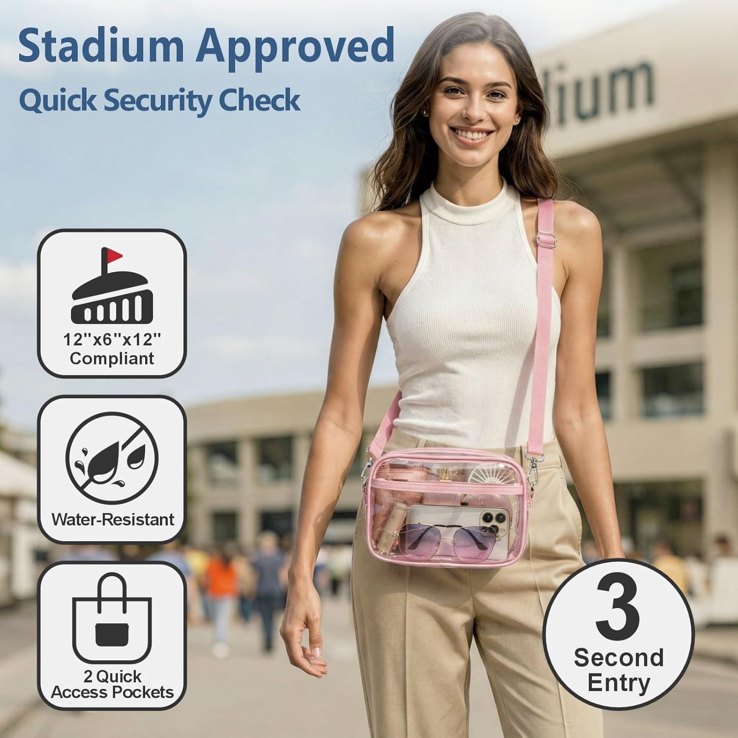 PACKISM Clear Bag for Stadium Events - Clear Purses for Women Stadium Crossbody Concert Bag for Game Day, Sports, Festival - Image 2