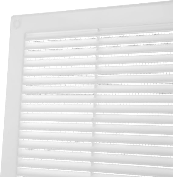 200x200mm (8 Inch) White Square Air Vent Cover - Plastic Air Vent Grille with Insect Mesh Screen - External Wall Ventilation Cover for HVAC Ducts, Ceiling or Wall Vents - Indoor Outdoor