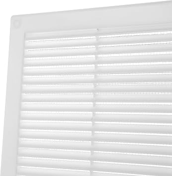 200x200mm (8 Inch) White Square Air Vent Cover - Plastic Air Vent Grille with Insect Mesh Screen - External Wall Ventilation Cover for HVAC Ducts, Ceiling or Wall Vents - Indoor Outdoor