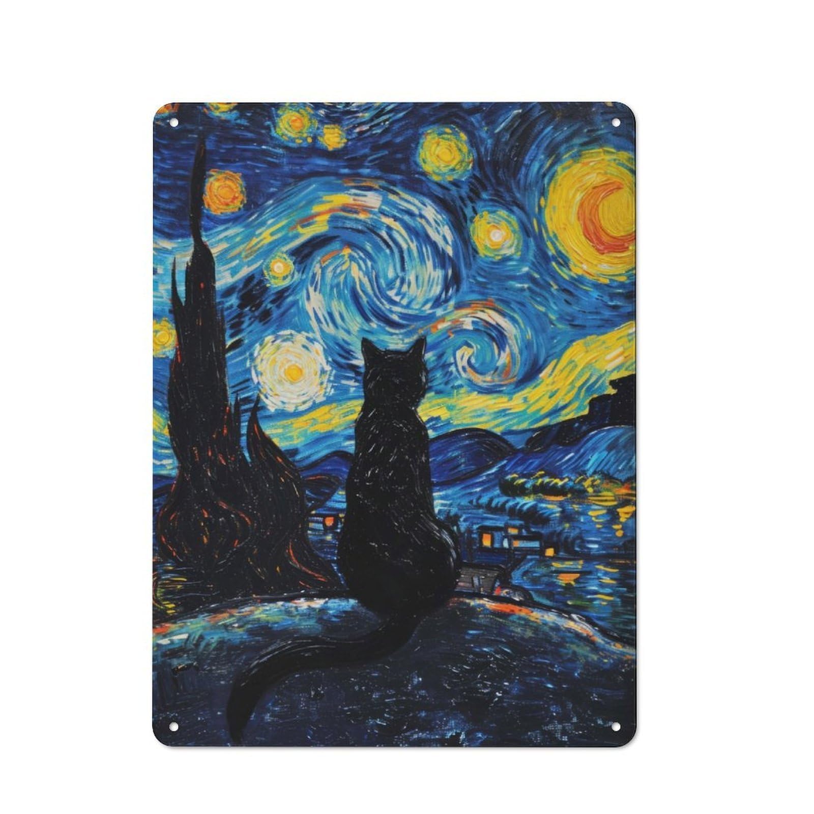 Junmoney Cat Printed Metal Sign 40X30cm For Kitchen Or Home Bar, Housewarming Present For People Styling Kitchen And Home Bar