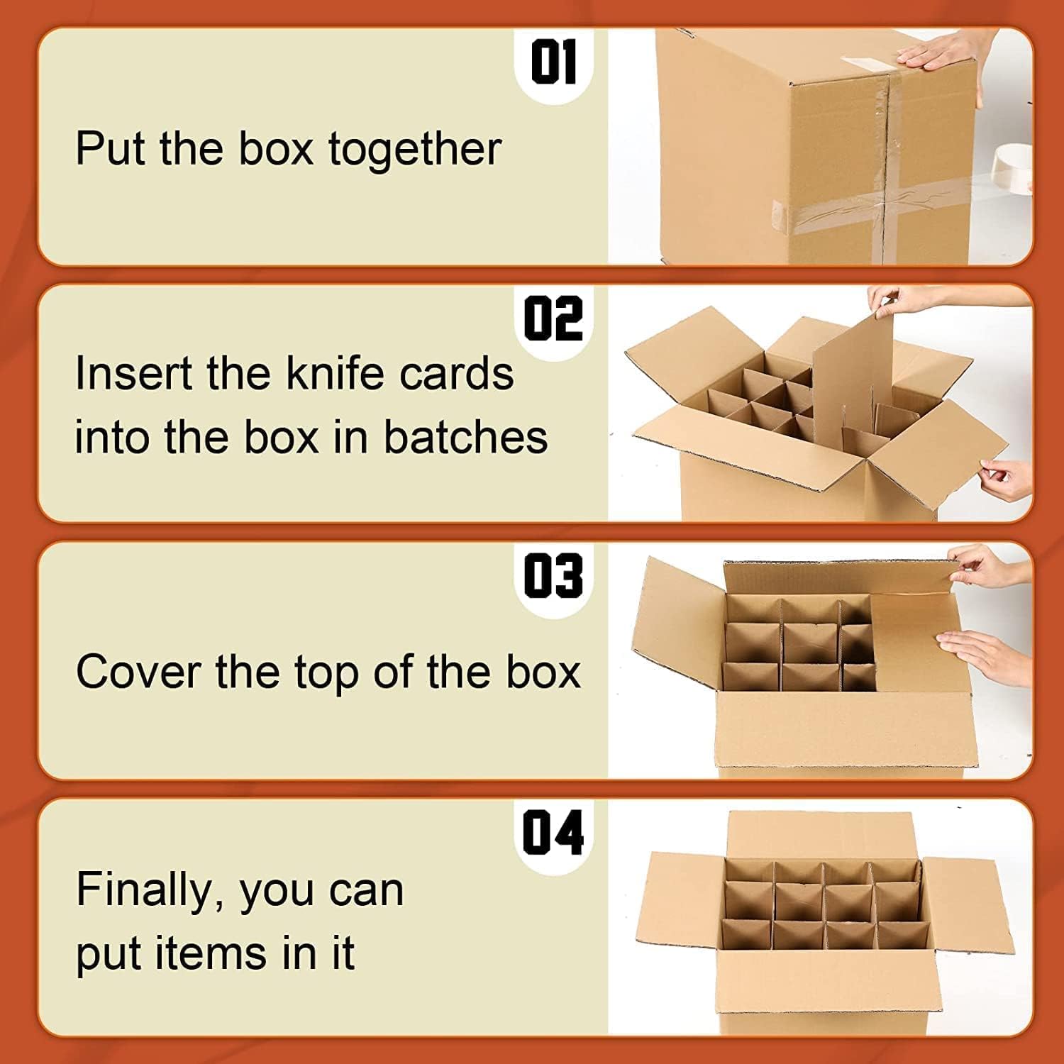4 Sets Glass Divider Kits for Kitchen Moving Box Dish Packing Moving Boxes-Glass Cell Divider Corrugate Dividers with 48 pcs Foam Pouches Fits in 16x12x12 Inch Box (Box Not Included)