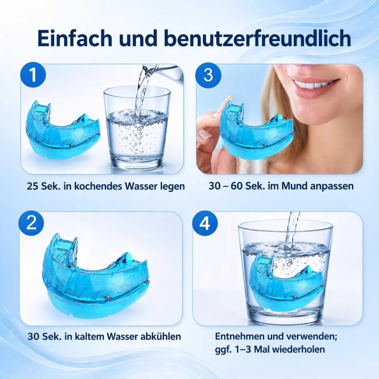 Schnarchstopper Anti Schnarch, Schnarchschiene gegen Schnarchen, Reduziert Zähneknirschen, Verbessert den Schlaf für Männer und Frauen (Blau)