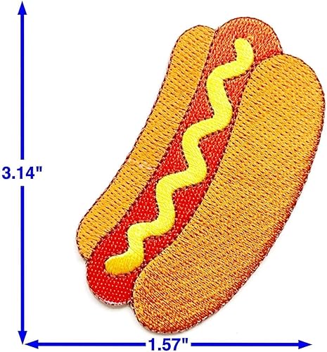 Miniatura 2 de PL Hot Dog con Mostaza Comida Rápida Lindo Logotipo de Dibujos Animados 1 Coser Hierro en Bordado Apliques Insignia Parche Ropa Traje