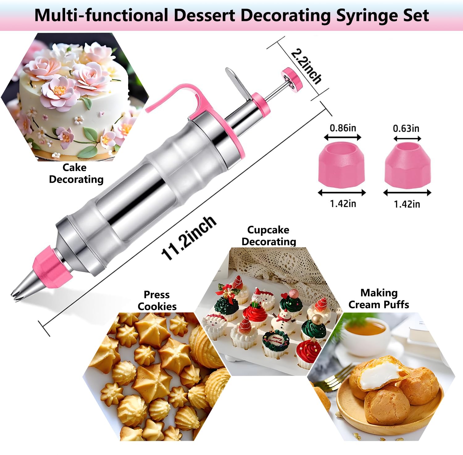 Kuchendekorations-Werkzeug-Set, Dessert-Spritzen-Set mit Aufbewahrungsbox, Spritzbeutel und Spritztüllen-Set für Kekse, Cupcakes und Kuchen, Zuckerguss, Fondant, Dekoration für Anfänger oder Profis