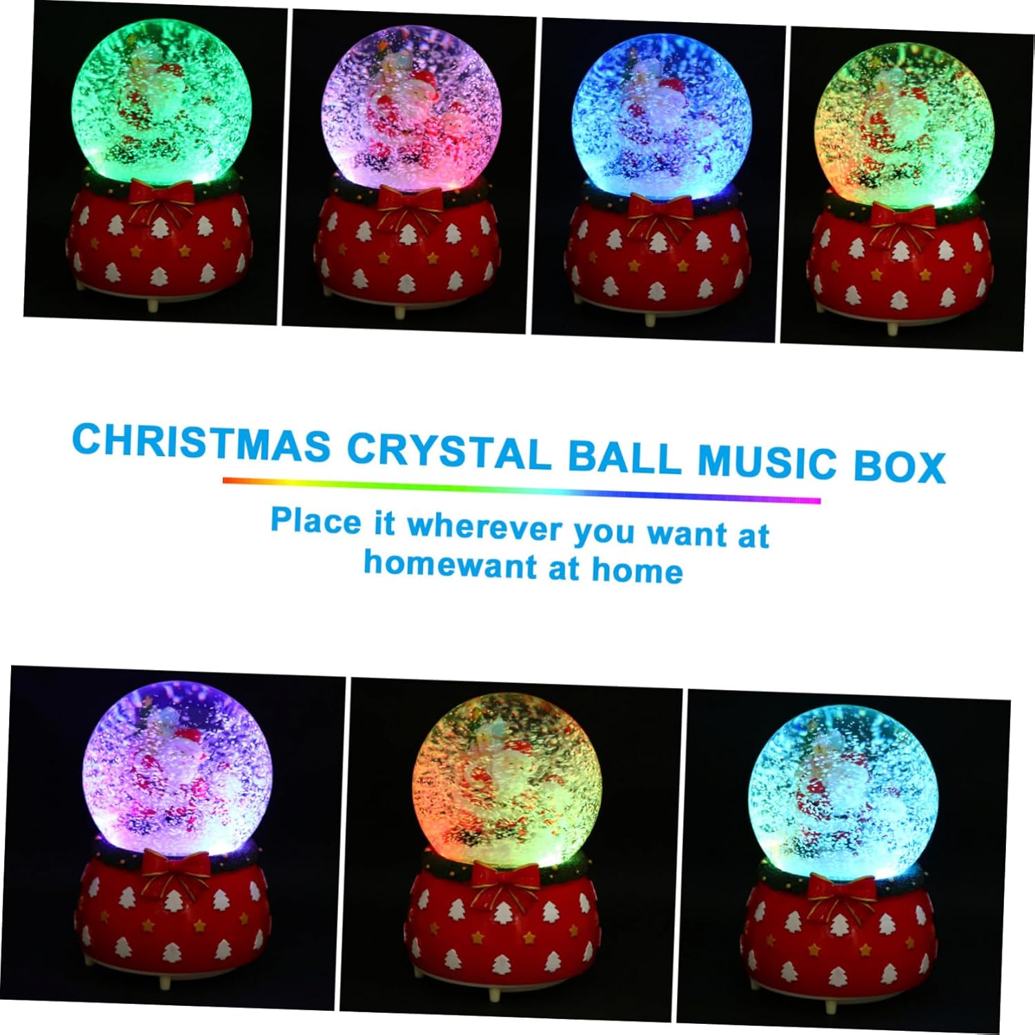 STOBAZA Gold Christmas Ball Ornaments Musical Snow Globe Luminous Crystal Ball Music Box Holiday Party Decoration