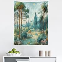 Vista 280 de Ambesonne Tapiz de naturaleza, silueta de oso salvaje en el bosque de la selva en la noche oscura, ilustración para colgar en la pared para Verde