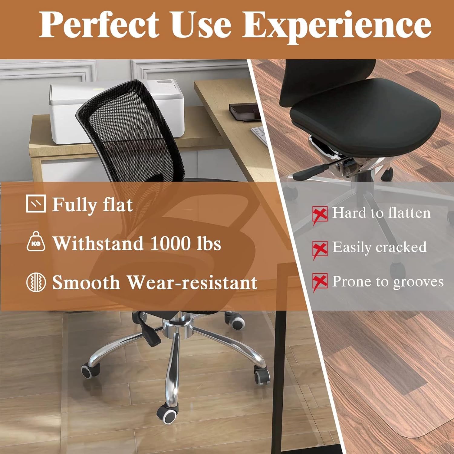 Natsukage Glass Chair Mat 36" x 36" 1/4" Thick Tempered Glass Office Chair Mats Desk Chair Mat for Carpet or Hardwood Floor Computer Chair Mat Floor Protector(Transparent) : Office Products