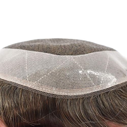 Miniatura 3 de RESHE Sistemas de reemplazo de cabello para hombre, tupé para hombres, cabello humano real, encaje suizo con PU alrededor de los hombres, pieza de