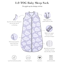 TADO MUSLIN Baby Sleep Sack 2-4 T 95% Rayon from Bamboo 5% Spandex Boys & Girls Wearable Blanket 1.0 TOG Toddler Sleeping Sack 2- Way Zipper X-Large Cloud
