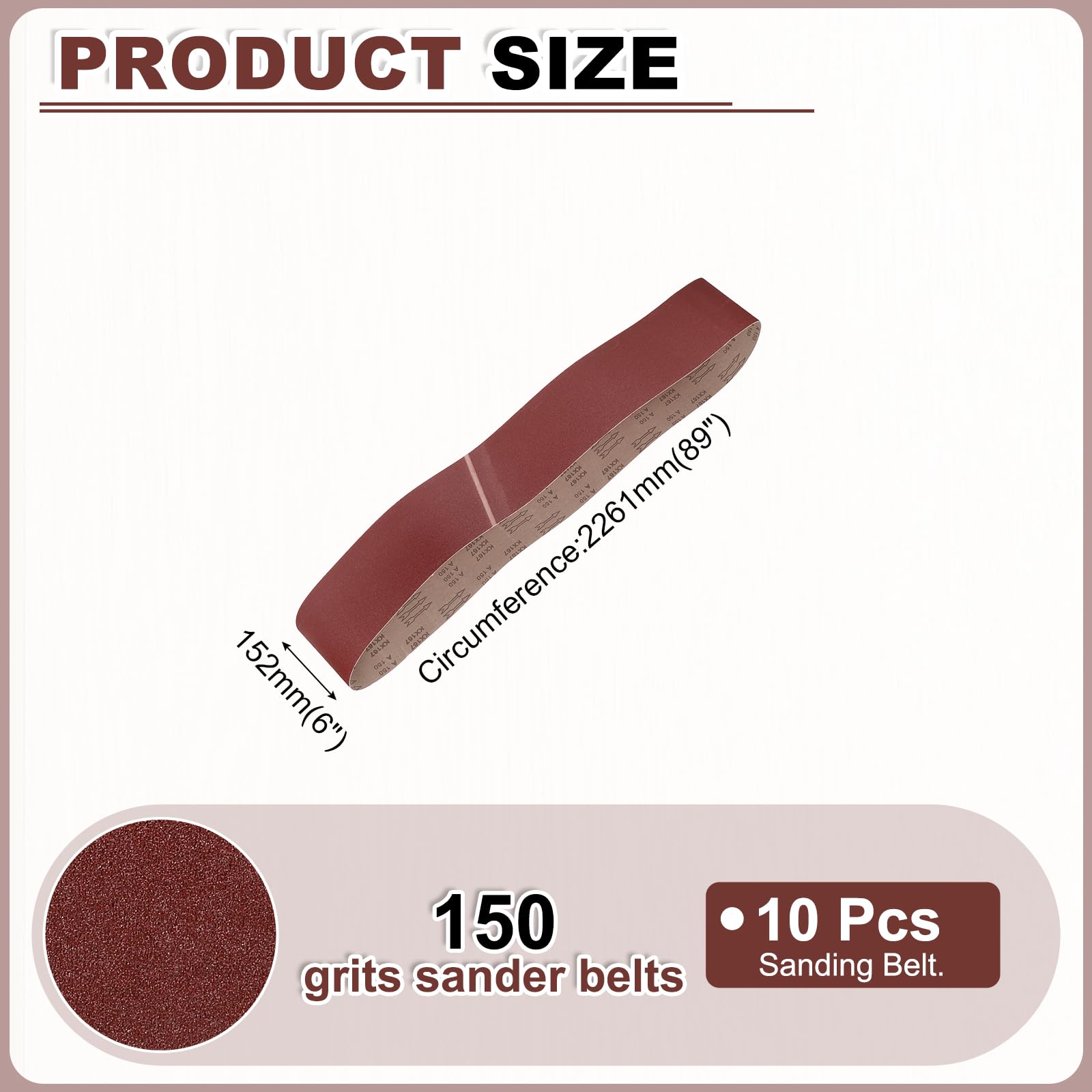 QUARKZMAN 152mm x 2260mm Bandas de Lija Set, 10pcs Cintas Abrasivas 150 Grano Correa para Lijadoras Óxido Aluminio para Carpintería Pulido de Metal Afilador de Cuchillo