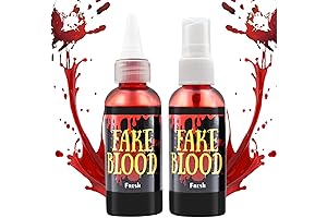 2 Pack Each 2.1oz Halloween Fake Blood Spray: Realistic Washable Blood Splatter for Spooky Effects