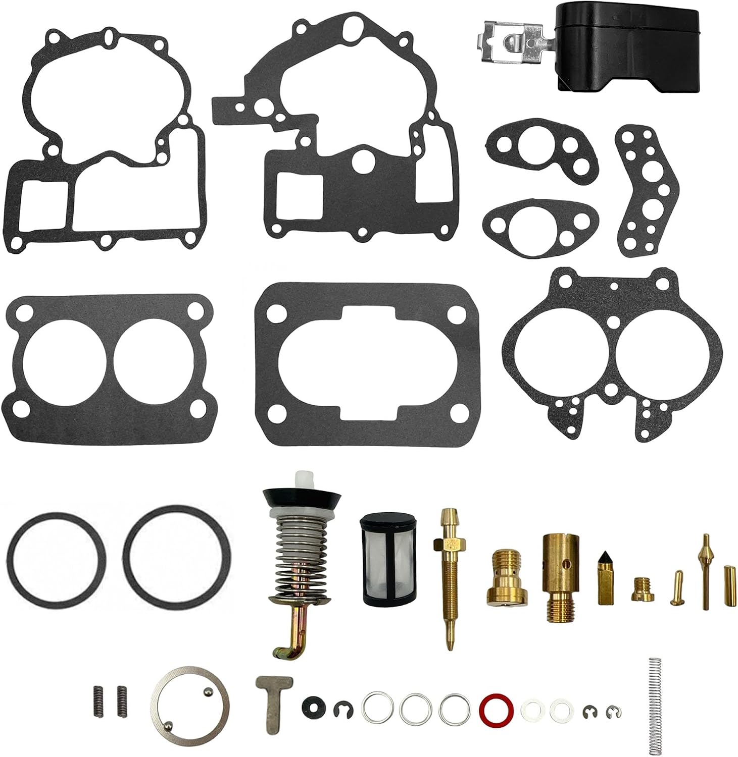 Carburetor Repair Rebuild Kit with Float Compatible with Mercruiser Mercury Marine 3.0L 4.3L 5.0L 5.7L Mercarb 2 Barrel Rochester Replace 1389-9670A2 1389-9563A1 1389-9564A1 3302-804844002