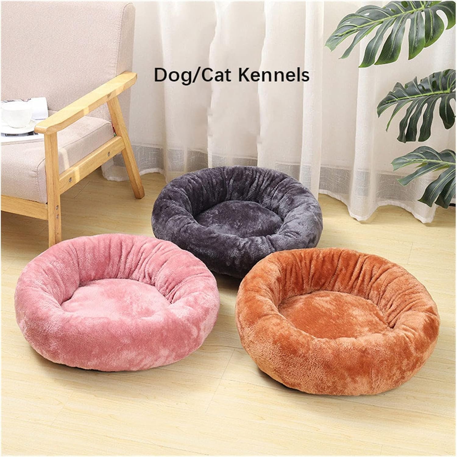 pet mat Pet Cushion Pet Dog Bed Deep Sleep Kennel Round Nest Puppy Cute Small and Medium Kennel Puppy Cushion Cushion Portable Pet Supplies Pet Kennel (Color : Dark, Size : Medium)