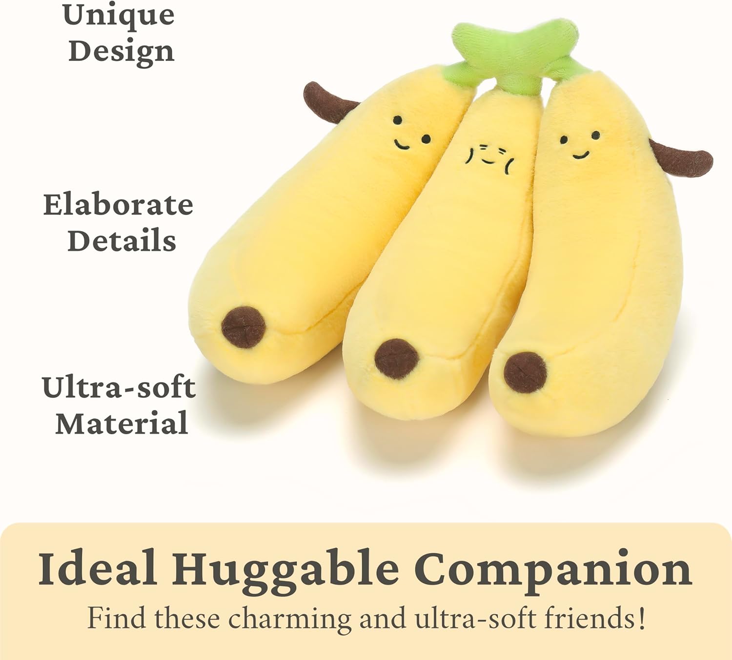IKASA Banana Stuffed Animals Plush Toys,10" Cute Plushie Soft Cuddly Fluffy Toy Gifts for Family Kids Girls