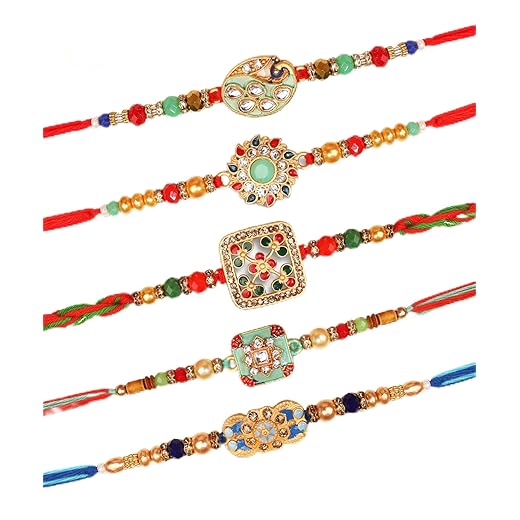 Indotribe 3 Pc Rakhi For Brother And Bhabhi Rakhi for brother Rakhi Set Rakhee for Brother Sister Bracelets Rakhi Gifts For Brother Lumba Rakhi For Bhabhi Rakhi With Roli Chawal Rakhi Sets lumba rakhi