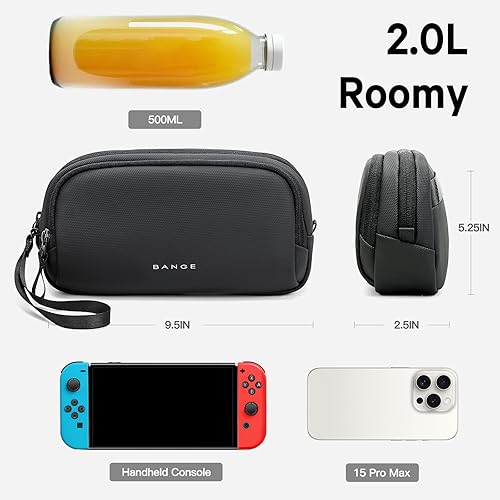 Miniatura 3 de BANGE Estuche organizador de viaje, organizador de bolsa de viaje electrónica resistente al agua para cable, mochilas fáciles de almacenar (negro)