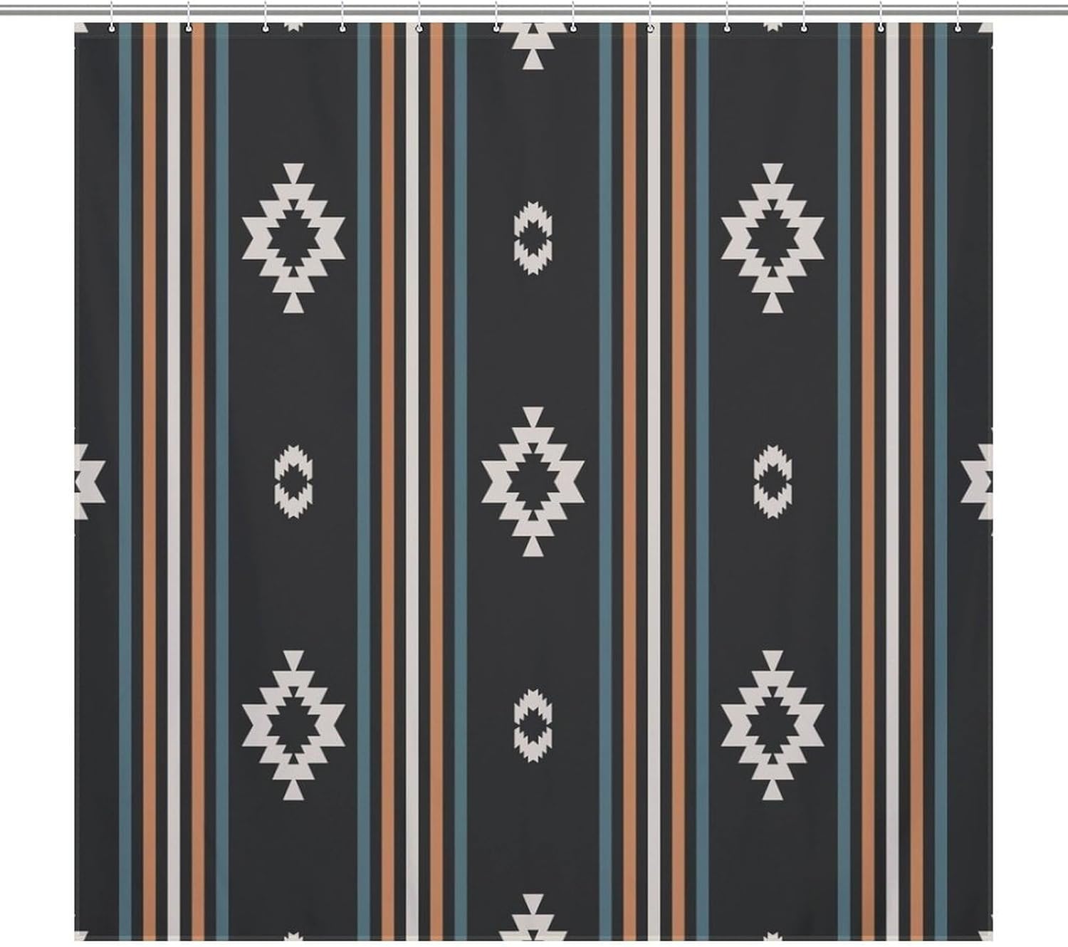 Aztec Shower Curtain,Vintage Western Geometric Stripes Native Tribal American Ethnic Navajo Southwestern Print for Bathroom Home Decor Set with 12 Pack Plastic Hooks 66x72Inch(168x183cm)