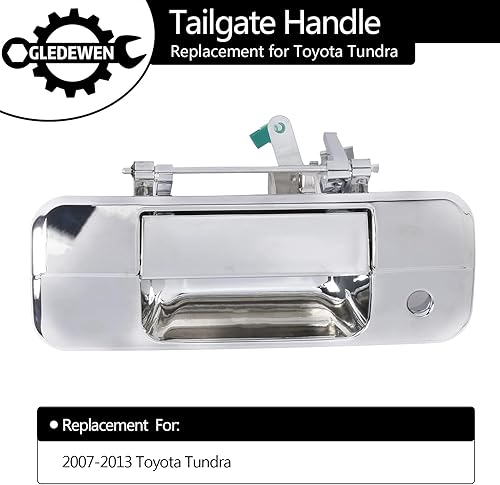 Vista 9 de Gledewen Manija de puerta trasera con cerradura para Toyota Tundra 2007-2013 Reemplaza# 69090-0C040, 690900C040, 81213 Negro
