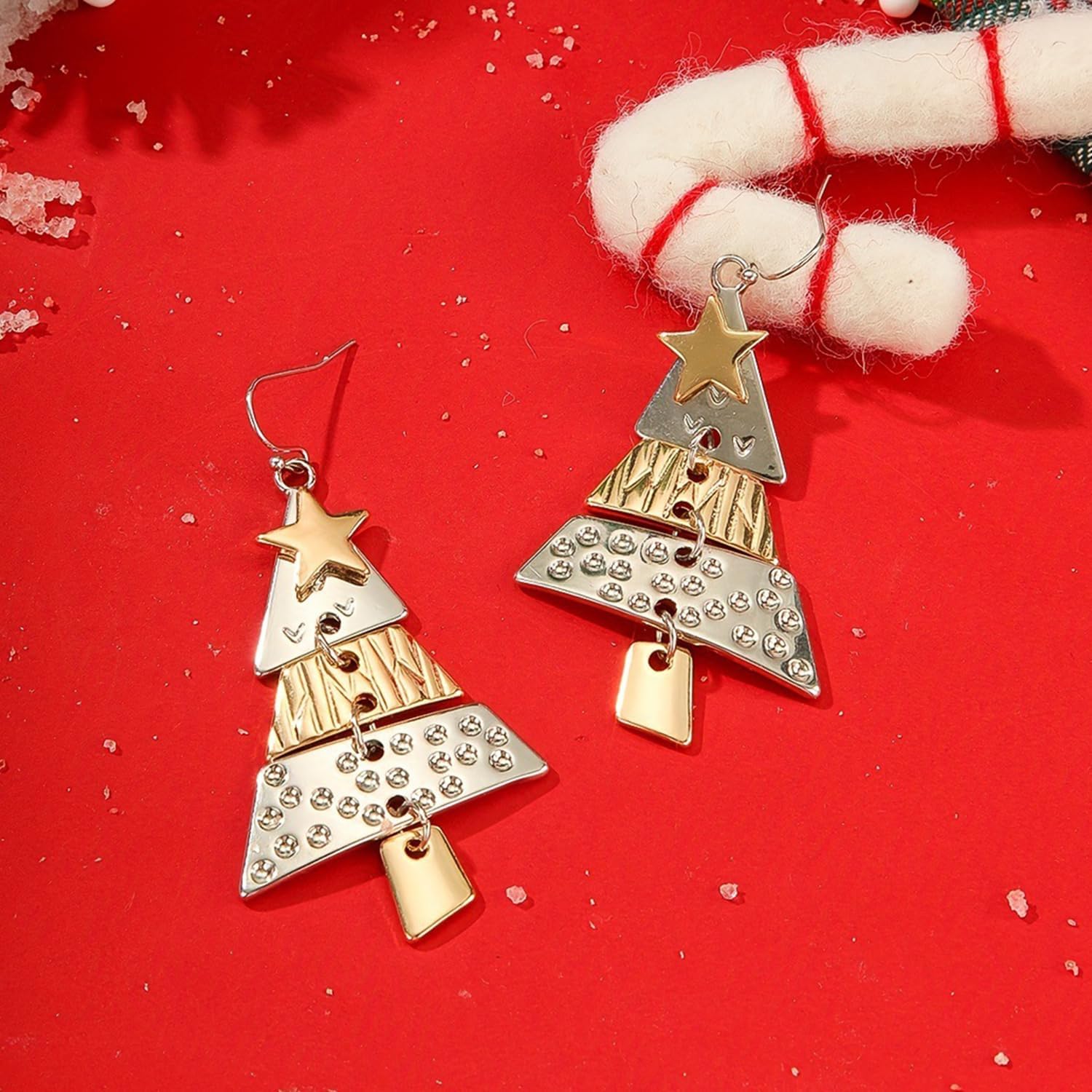Christmas Earrings for Women Metal Splicing Christmas Tree Earrings for Women Xmas Holiday Drop Dangle Earring Jewelry Gift Accessory - Image 6