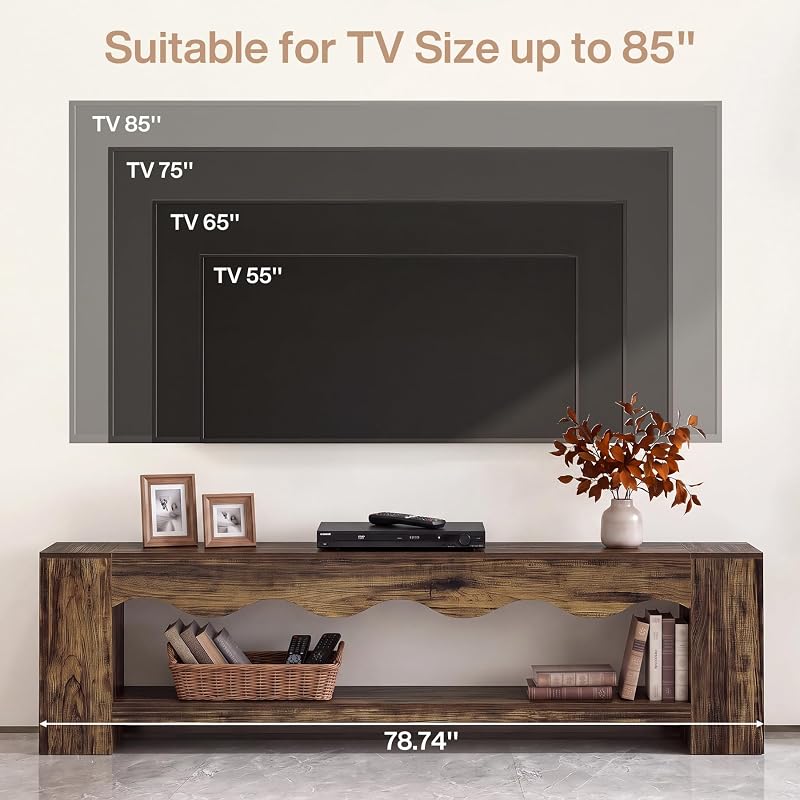 Tribesigns 78.7" Extra Long TV Stand for TVs Up to 85", Rustic Brown image 5