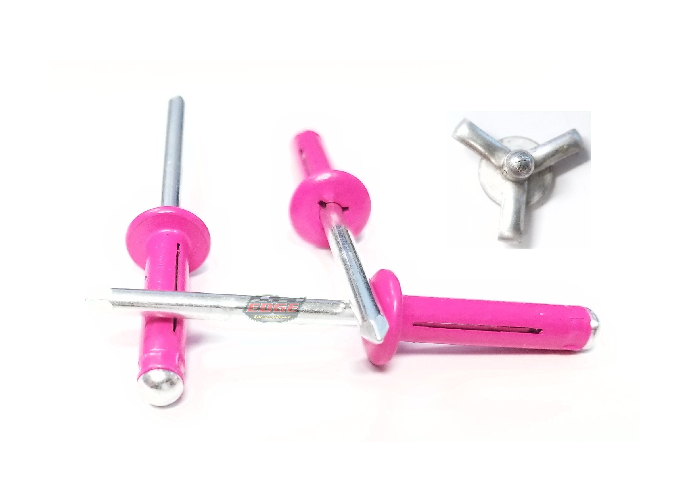 Edge Performance Products Pink Exploding Pop Rivets 3/16" Tri-Fold Small Aluminum Head Steel Mandrel .040 - .354 Grip Range Fastener