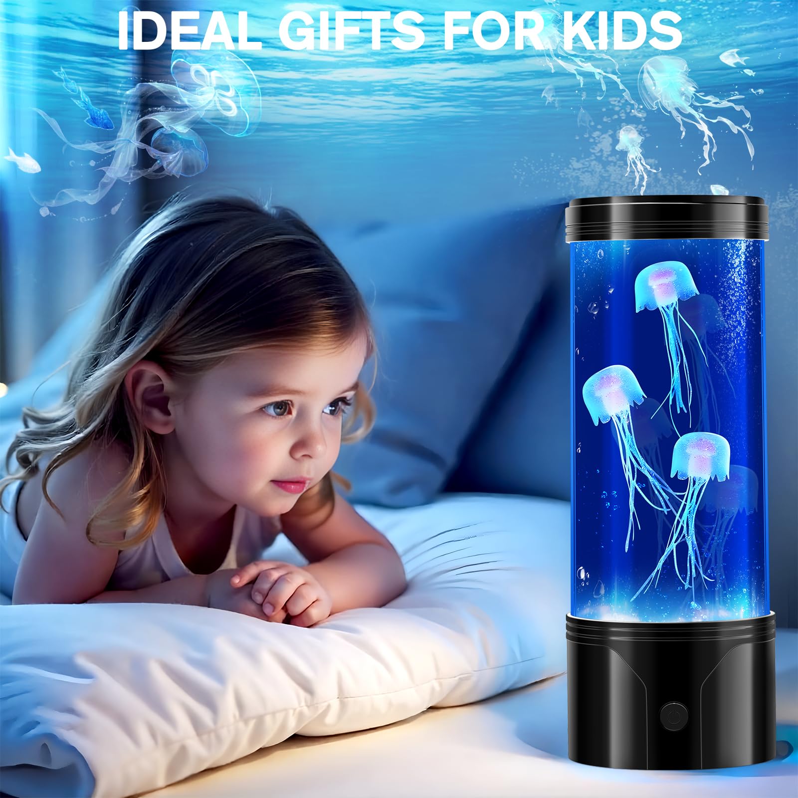 7 Color Jellyfish Lamp, Quiet Jelly Fish Night Light with USB and