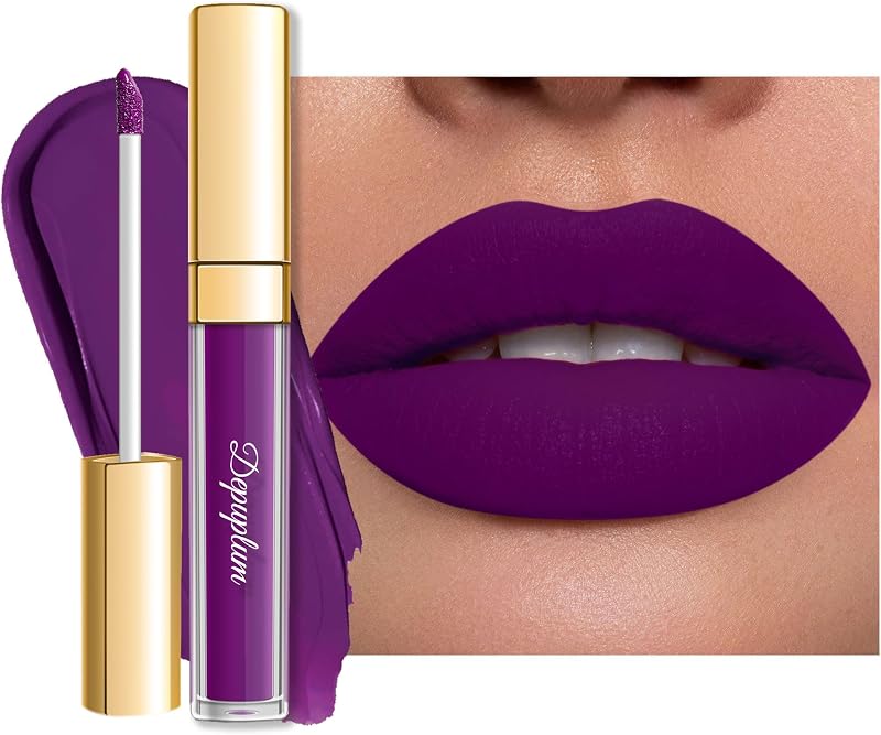 Purple Lipstick Matte for Women ColorStay Long Lasting Lipsticks | Dark Purple Matte Liquid Lipstick Smudgeproof Lip Color Makeup,DM22 PurpleCrystal