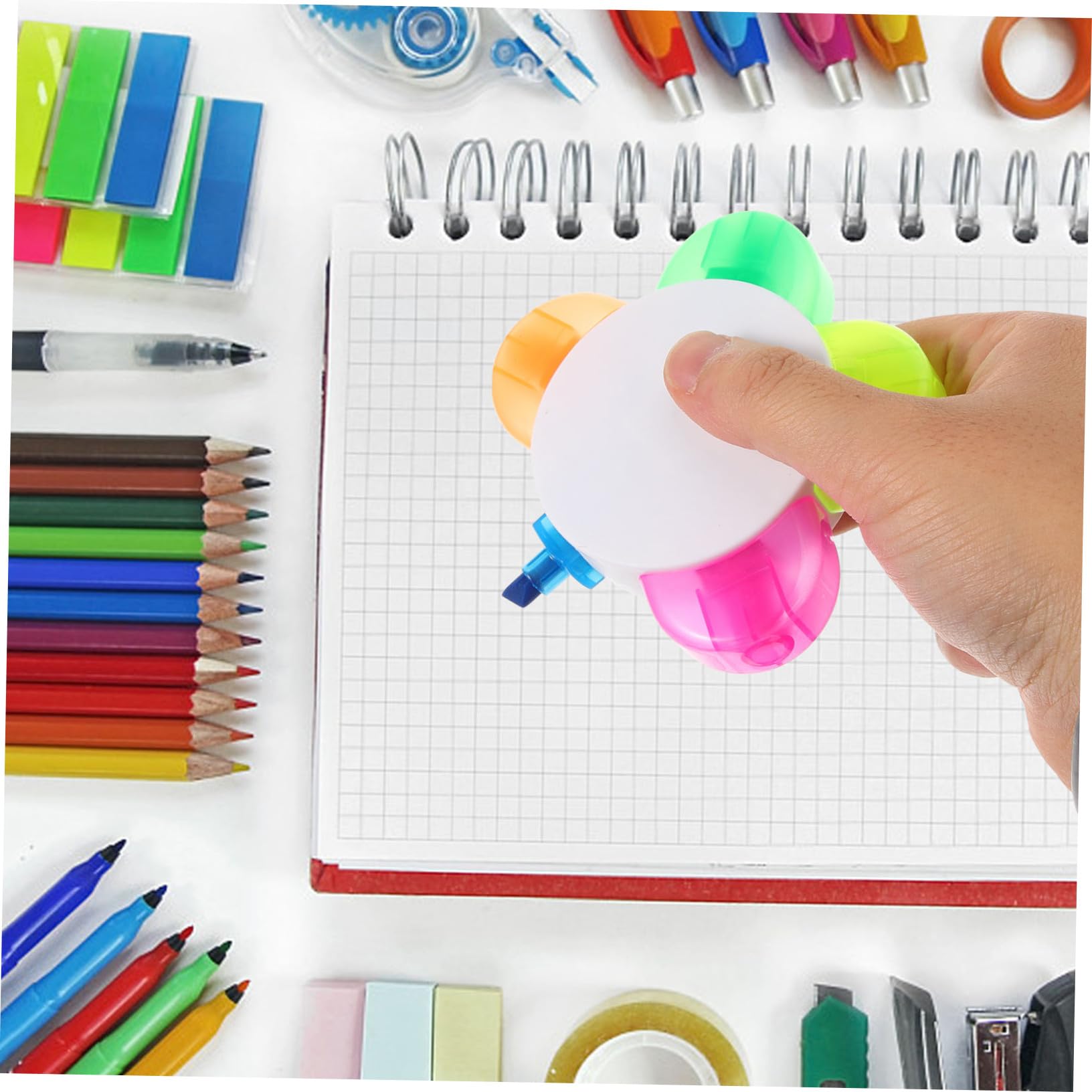 10pièces Surligneur Forme de Pétale à Couleurs Marqueurs Fluorescents Stylos pour Notes Étudiant et Fournitures Scolaires